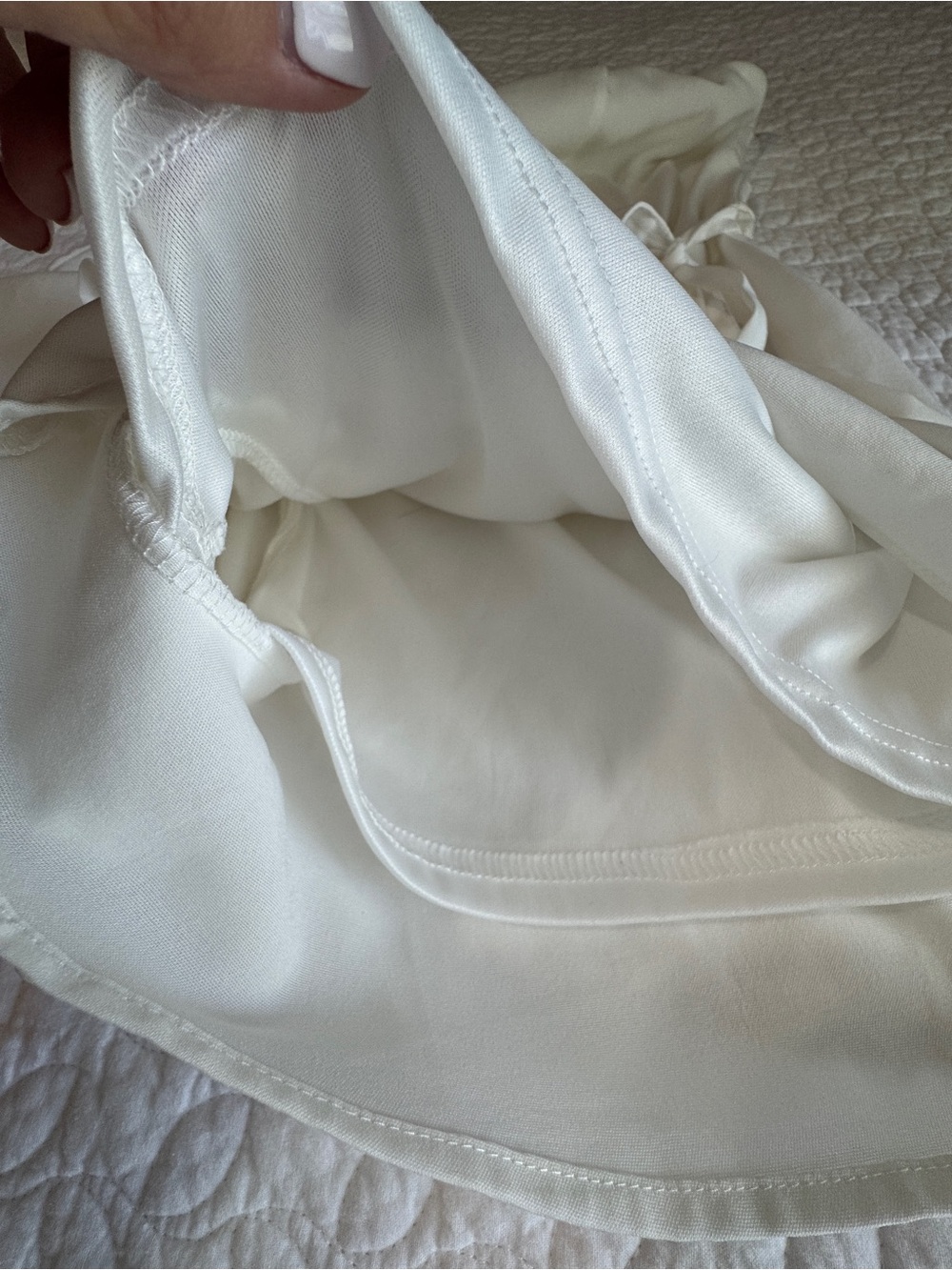 White Spaghetti Strap Ruffle Romper by She and Sky, large feminine romantic - Picture 9 of 12